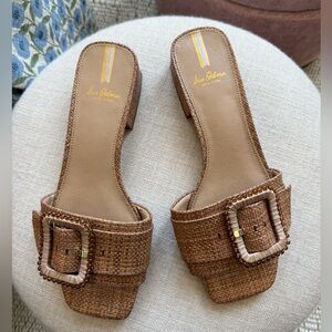 Sam Edelman Brown Woven Buckle Slide Sandals